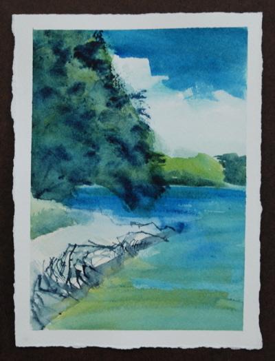 wolfe's neck park watercolor painting by sarah laurence